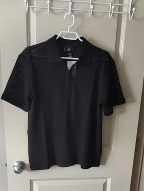 H&M Black Short-Sleeve Polo with Zip Placket